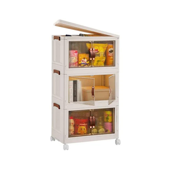 3Pcs Foldable Storage Bins With Lid Front Magnetic Door 